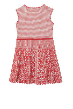 Pleated Dress in Micro-Patterned Jacquard Knit